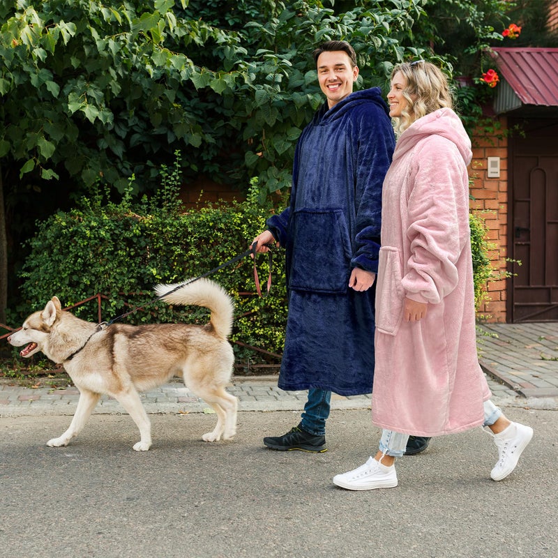 KPBLIS Wearable Blanket Hoodie Gifts for Women Men, Cozy Hoodie Blankets Sweatshirt Christmas Birthday Gifts for Women Mom Wife, Warm Fleece Hooded Blanket with Sleeves for Adults, Navy - Image 5